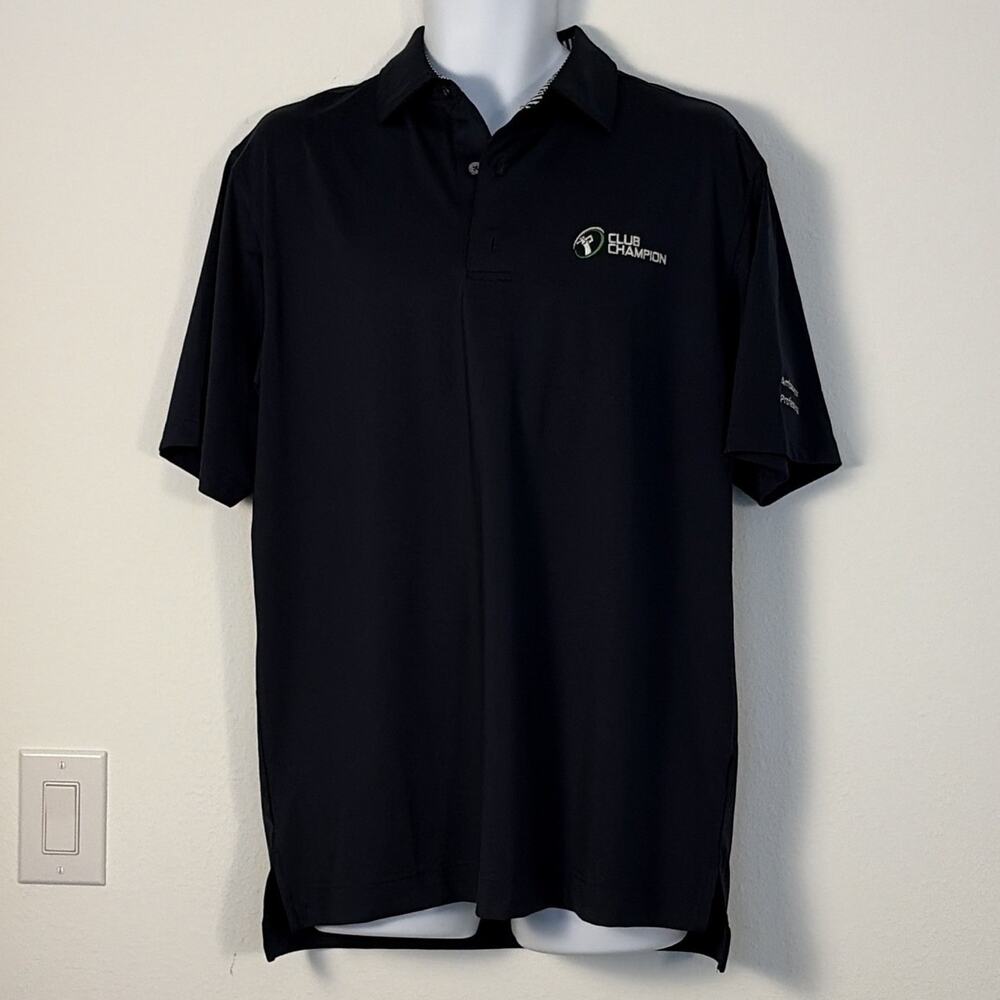 FootJoy M Regular Fit Solid Golf Polo Shirt Black Polyester Embroidered Collared
